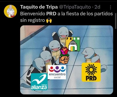 El PRD podría perder su registro como partido y los memes no se hicieron esperar. (Captura: Redes sociales)